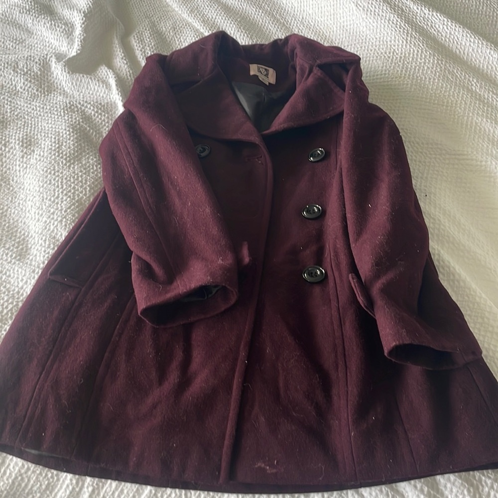 Anne Klein Plum purple pea coat